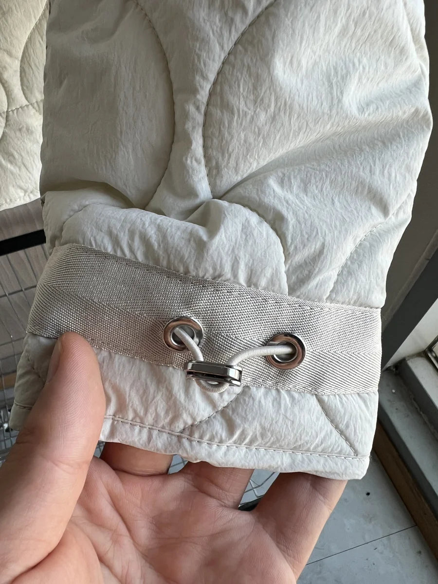 Quilted Jacket Drawstring High Neck Cotton Coat