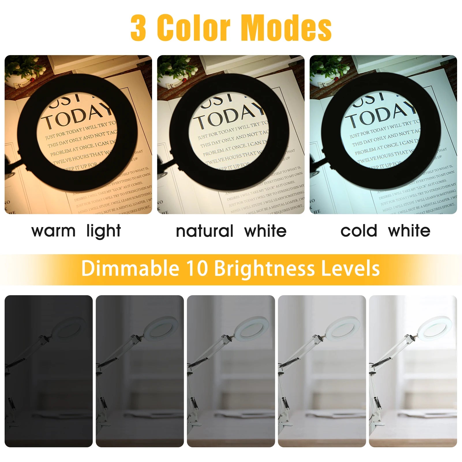 72 LED 10X Illuminated Magnifier Table Lamp