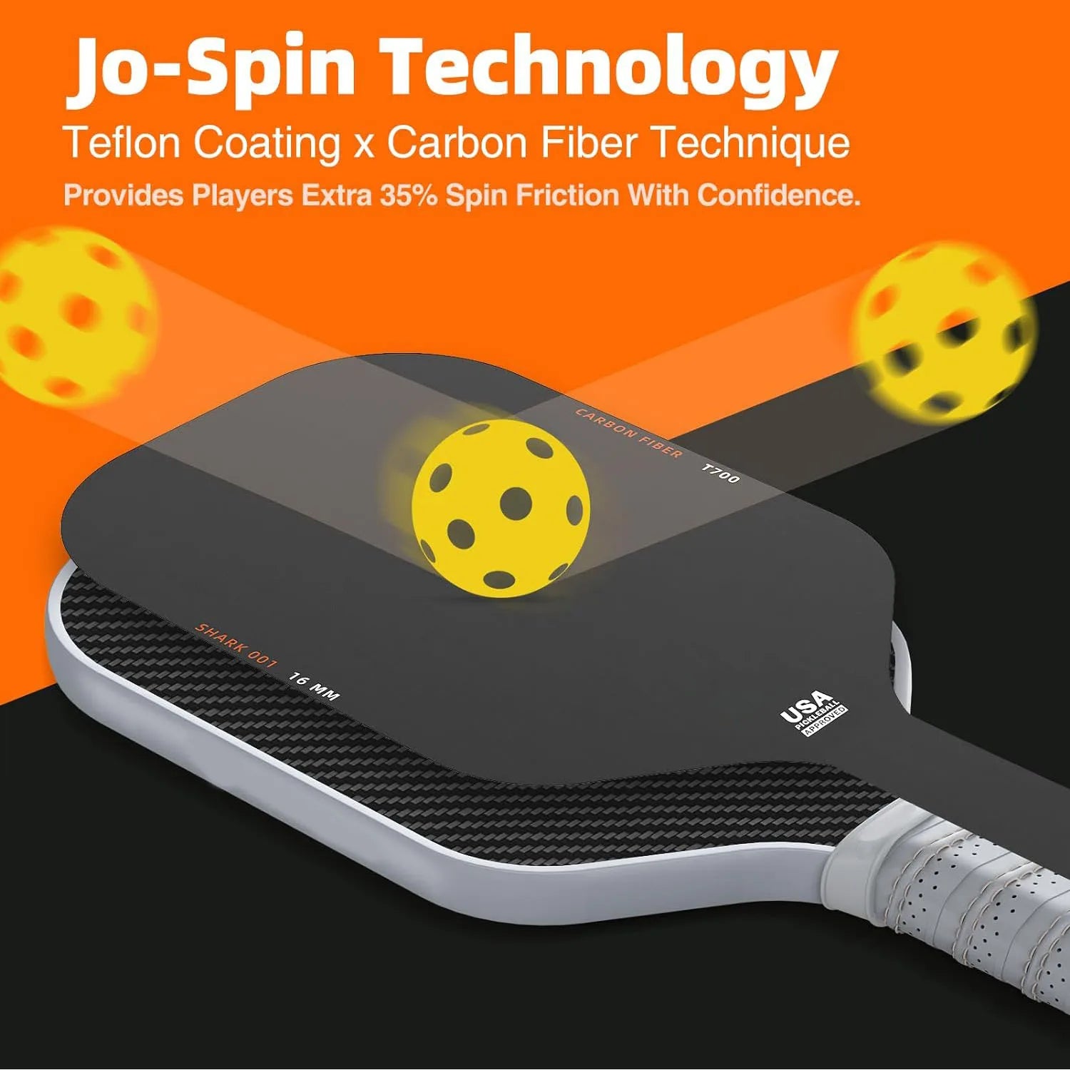 Pickleball Paddle T700 Carbon Fiber 16MM Frosted Surface