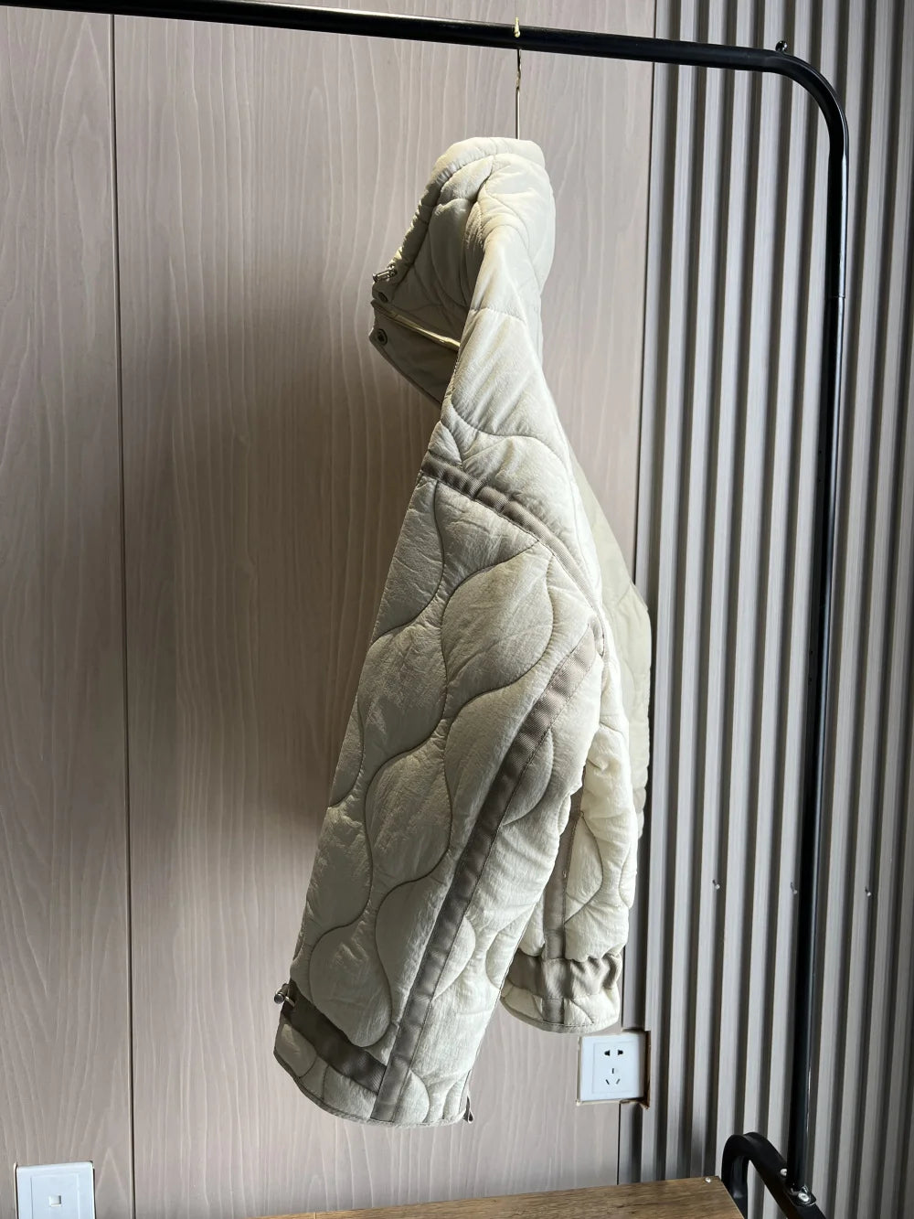 Quilted Jacket Drawstring High Neck Cotton Coat
