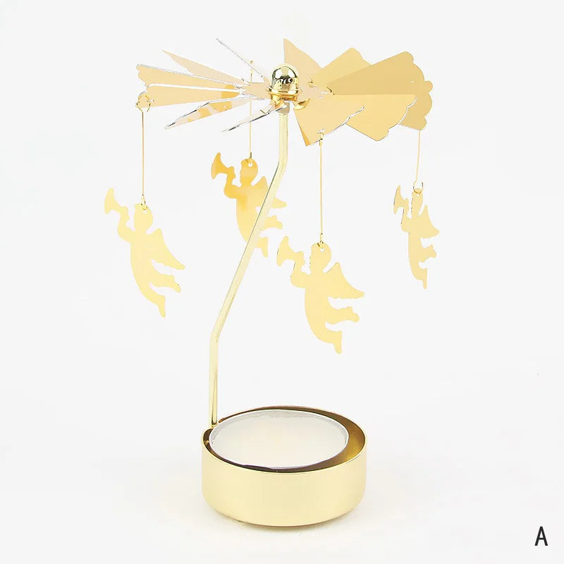 Gold Metal Carousel Rotating Candle Stand