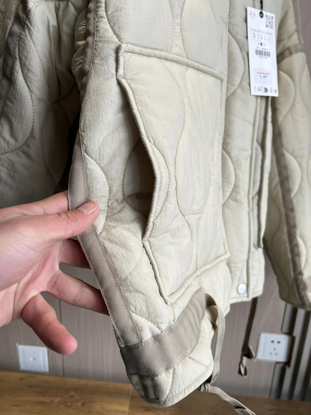 Quilted Jacket Drawstring High Neck Cotton Coat
