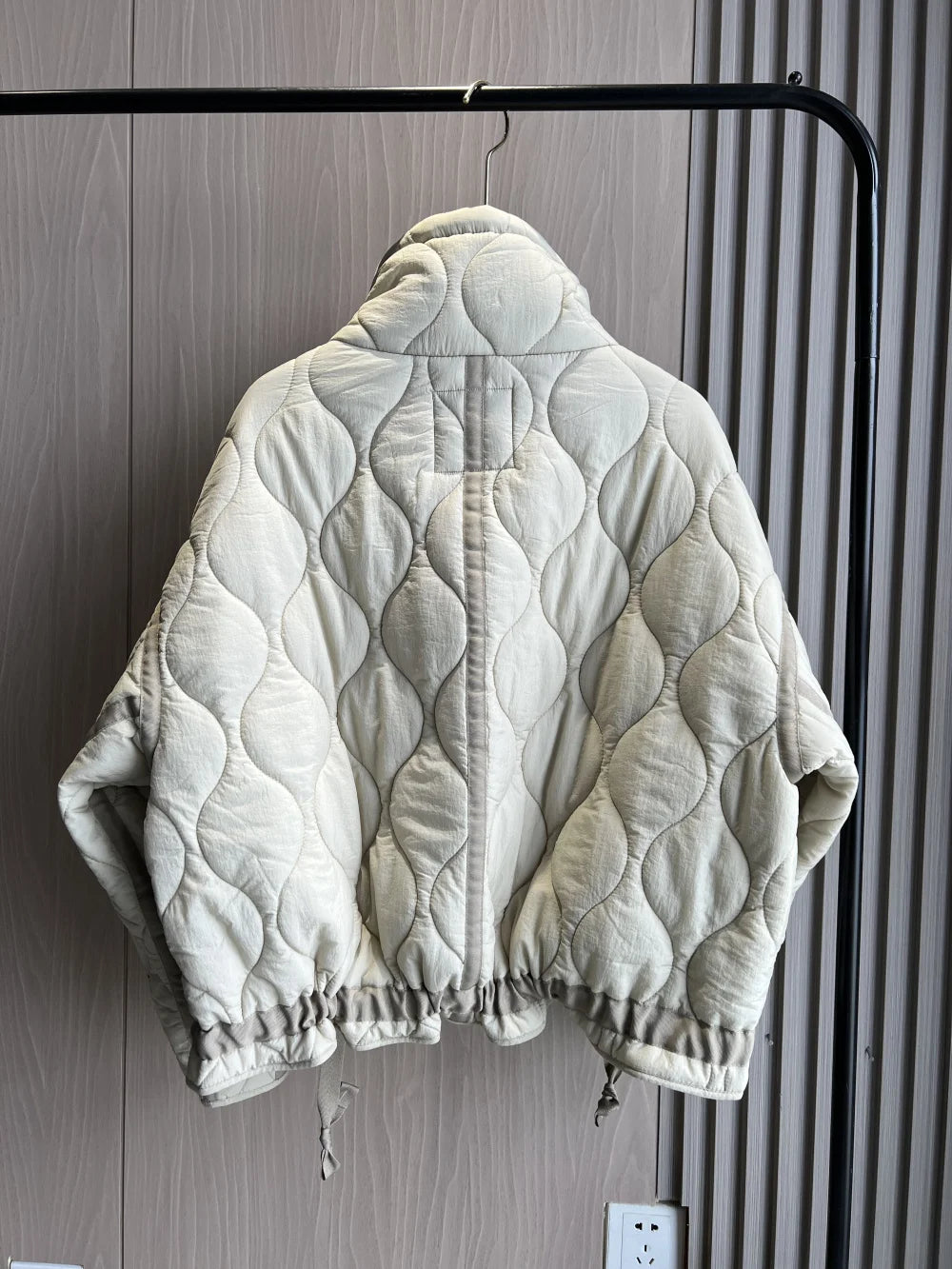 Quilted Jacket Drawstring High Neck Cotton Coat