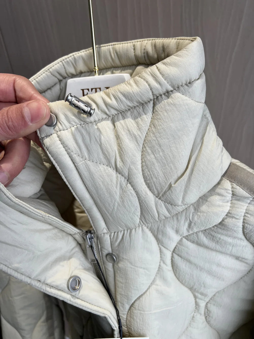 Quilted Jacket Drawstring High Neck Cotton Coat