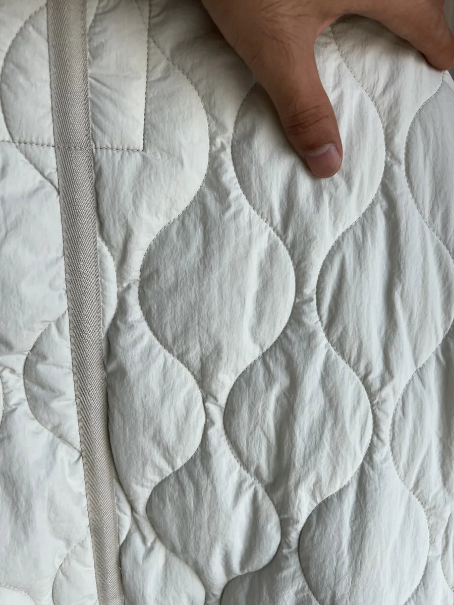 Quilted Jacket Drawstring High Neck Cotton Coat