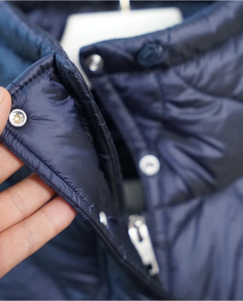 Quilted Jacket Drawstring High Neck Cotton Coat