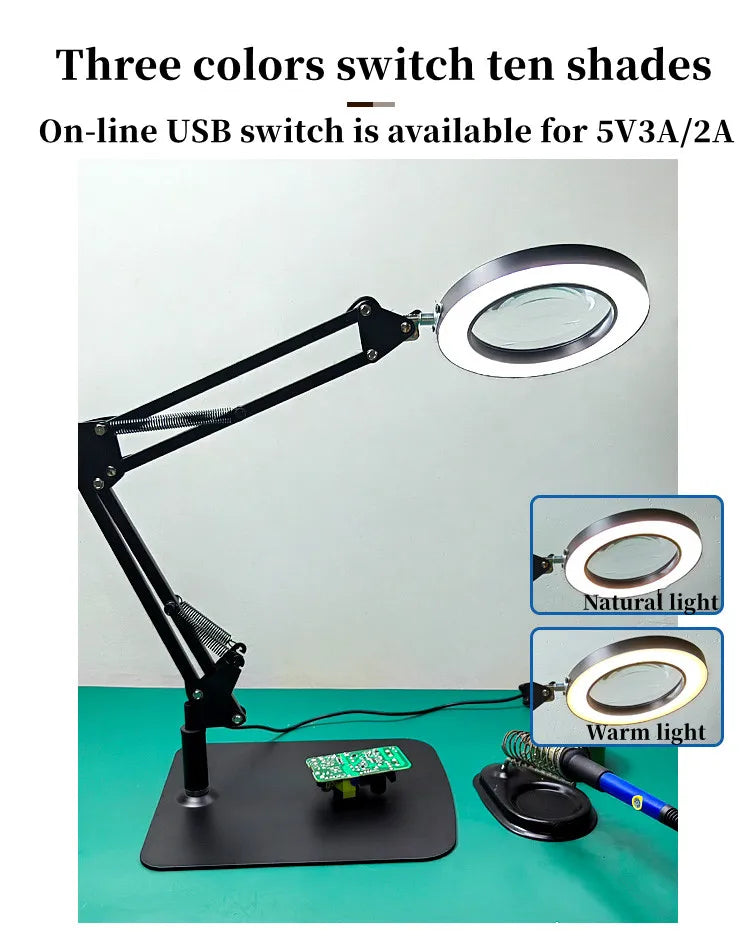 72 LED 10X Illuminated Magnifier Table Lamp