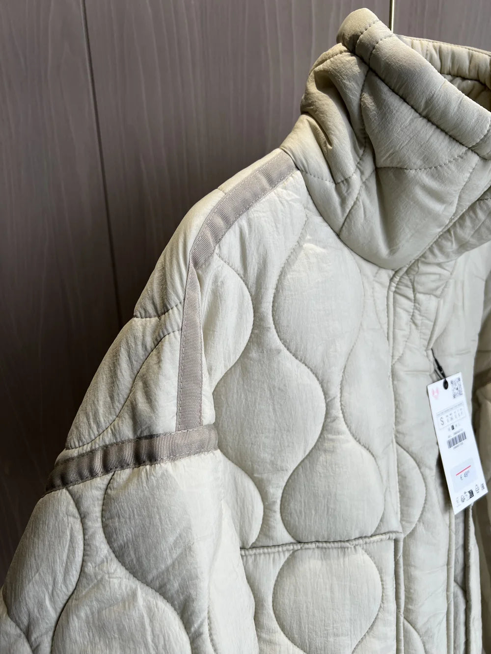 Quilted Jacket Drawstring High Neck Cotton Coat