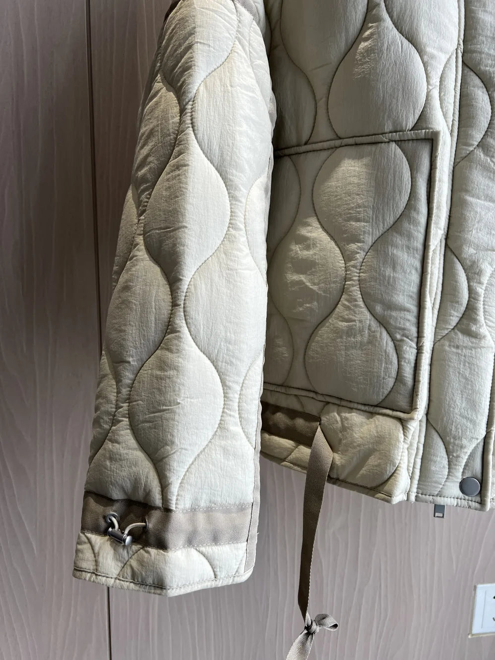 Quilted Jacket Drawstring High Neck Cotton Coat