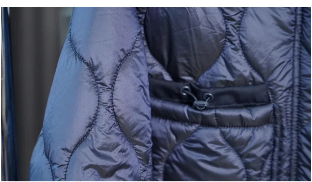 Quilted Jacket Drawstring High Neck Cotton Coat