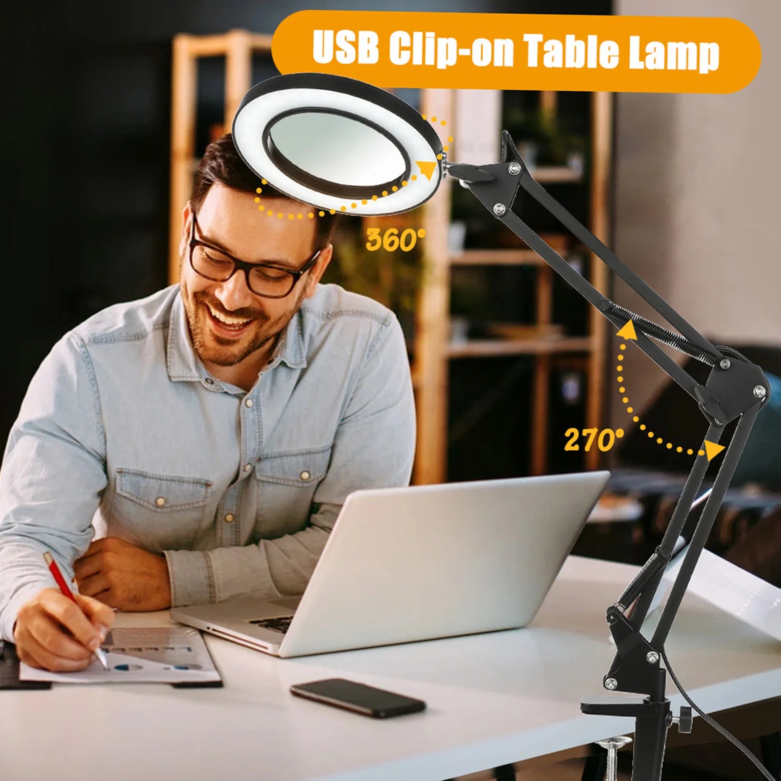 72 LED 10X Illuminated Magnifier Table Lamp