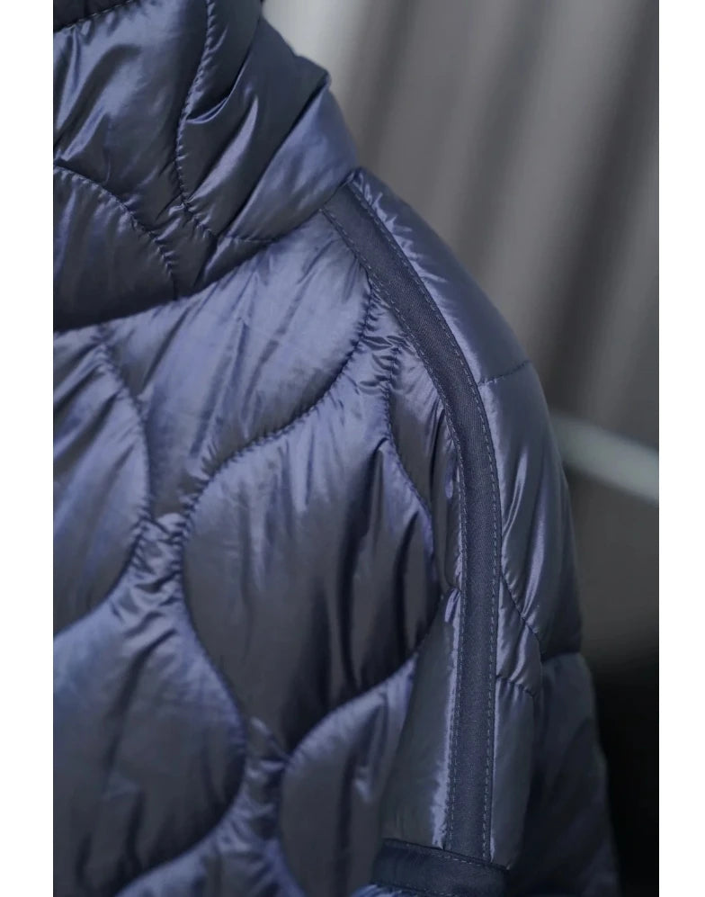 Quilted Jacket Drawstring High Neck Cotton Coat