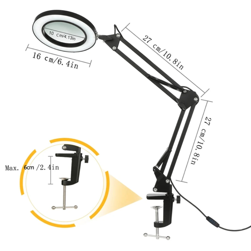72 LED 10X Illuminated Magnifier Table Lamp