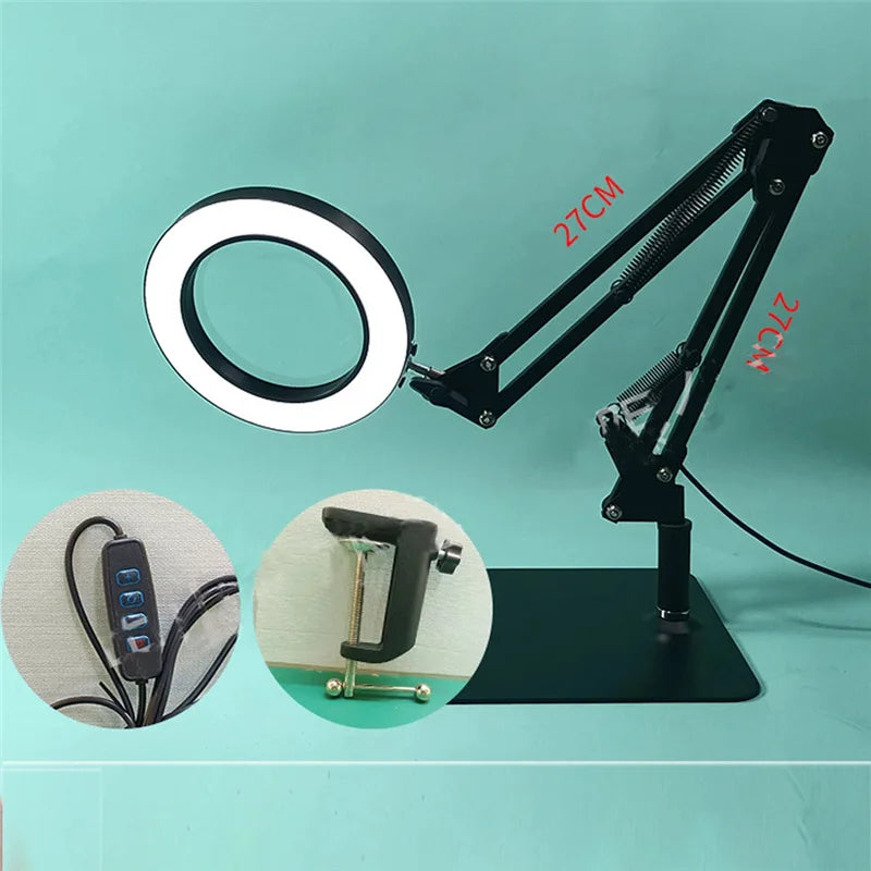 72 LED 10X Illuminated Magnifier Table Lamp