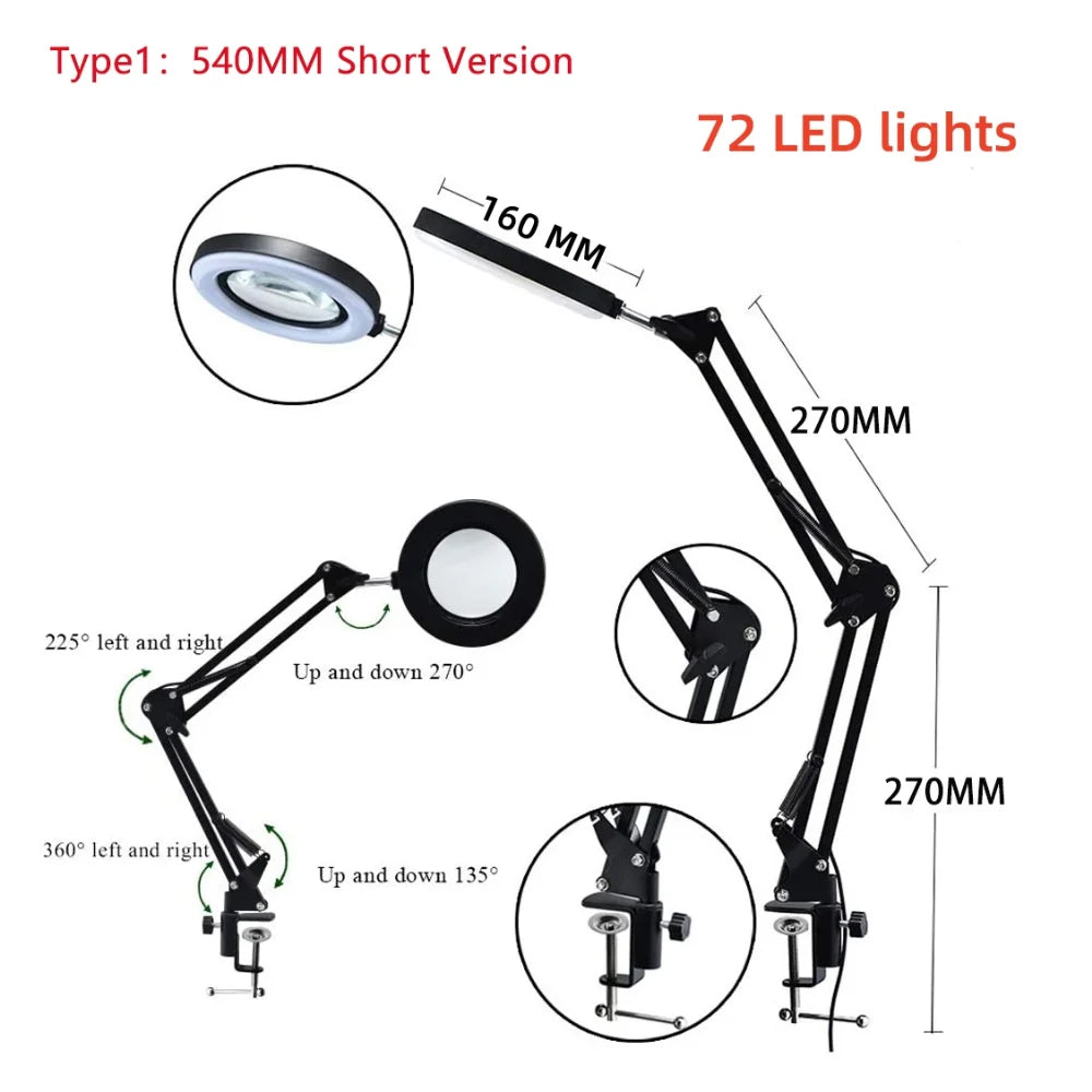 72 LED 10X Illuminated Magnifier Table Lamp