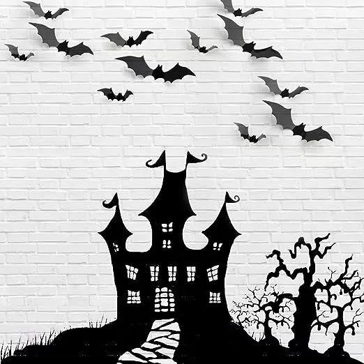 Halloween party wall stickers 3D decorative bat 12 pieces