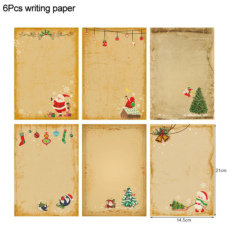 Vintage Christmas Kraft Letter Paper & Envelopes