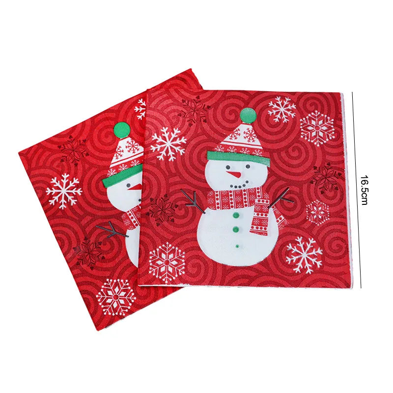 Santa, Snowman & Merry Christmas  Paper Napkins