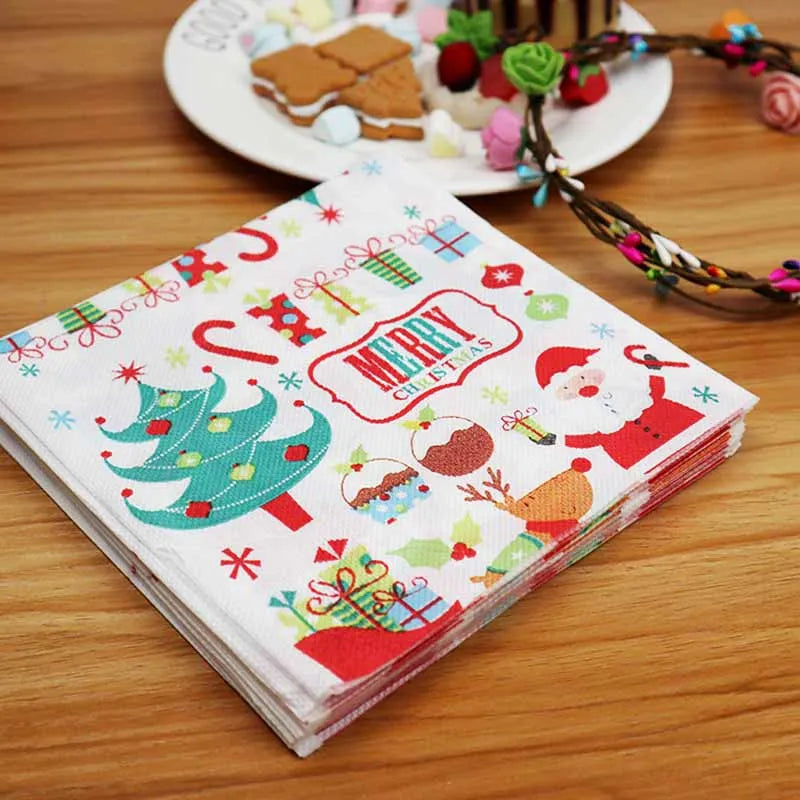 Santa, Snowman & Merry Christmas  Paper Napkins