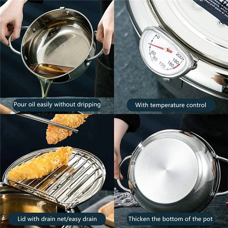 Stainless Steel Tempura Japanese Deep Frying Pot