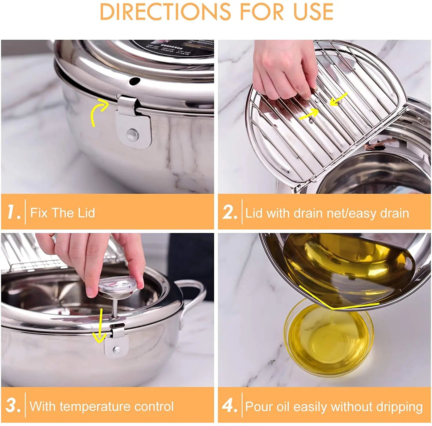 Stainless Steel Tempura Japanese Deep Frying Pot