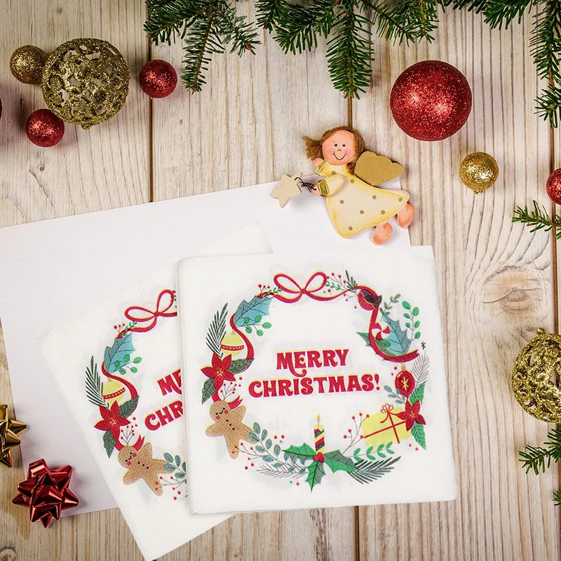 Santa, Snowman & Merry Christmas  Paper Napkins