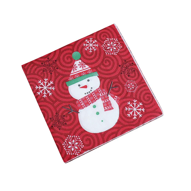 Santa, Snowman & Merry Christmas  Paper Napkins