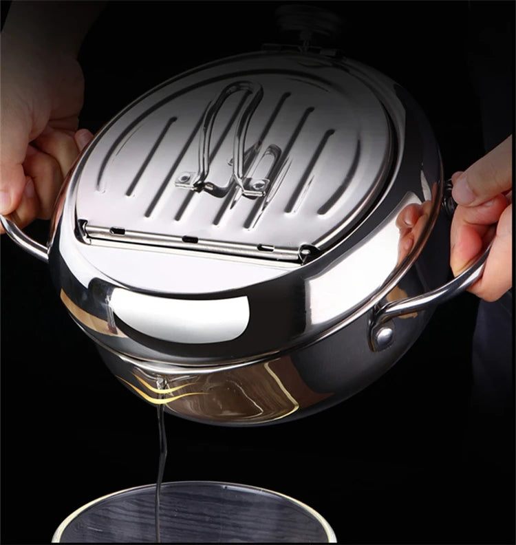 Stainless Steel Tempura Japanese Deep Frying Pot