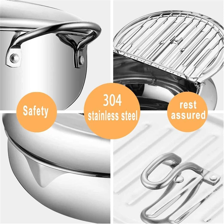 Stainless Steel Tempura Japanese Deep Frying Pot