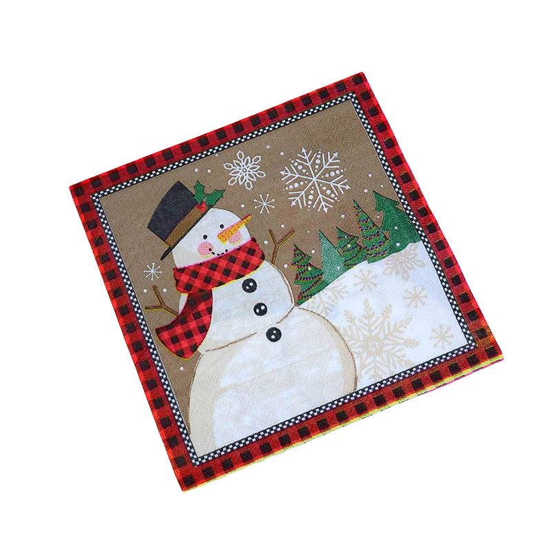 Santa, Snowman & Merry Christmas  Paper Napkins