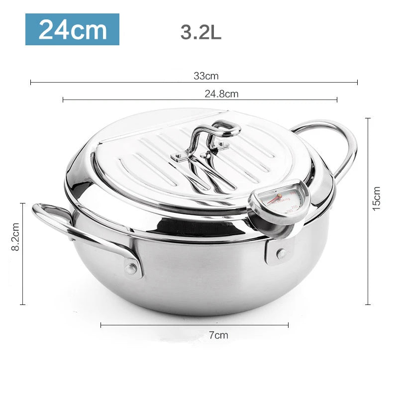 Stainless Steel Tempura Japanese Deep Frying Pot
