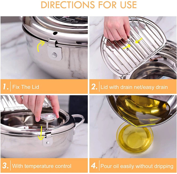 Stainless Steel Tempura Japanese Deep Frying Pot