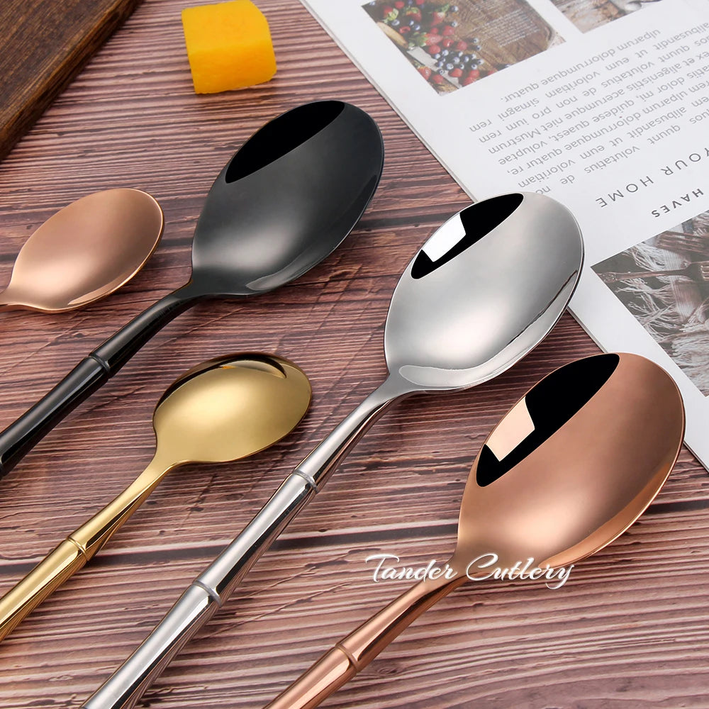Stainless Steel Bamboo Style Cutlery Silver Dinner Set