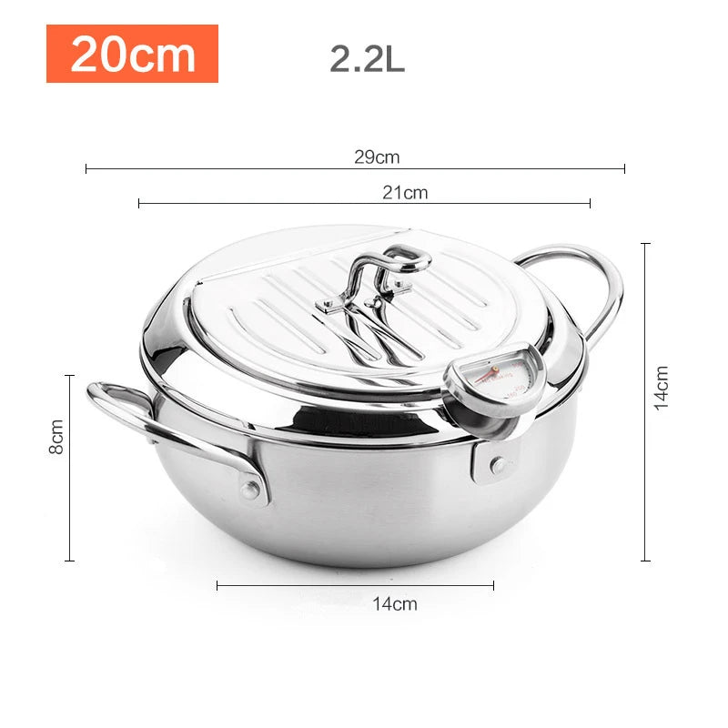 Stainless Steel Tempura Japanese Deep Frying Pot