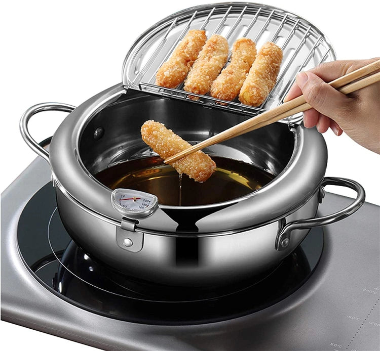 Stainless Steel Tempura Japanese Deep Frying Pot