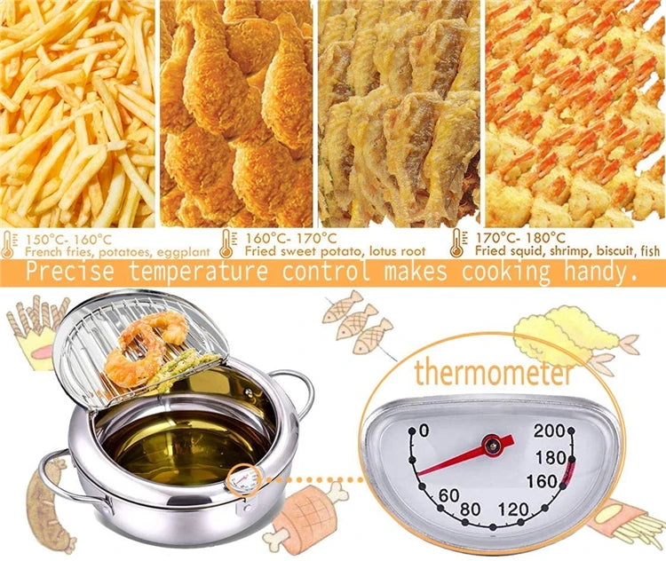 Stainless Steel Tempura Japanese Deep Frying Pot