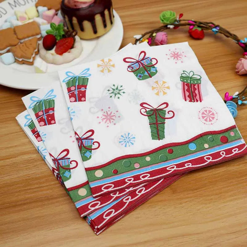 Santa, Snowman & Merry Christmas  Paper Napkins