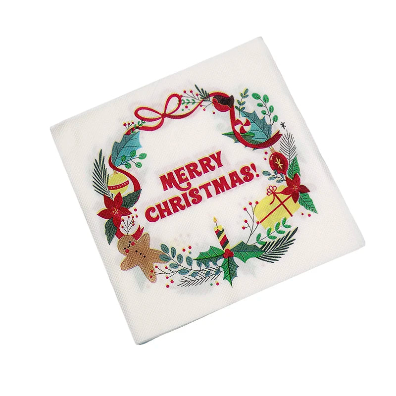 Santa, Snowman & Merry Christmas  Paper Napkins