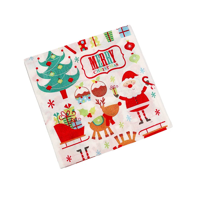 Santa, Snowman & Merry Christmas  Paper Napkins