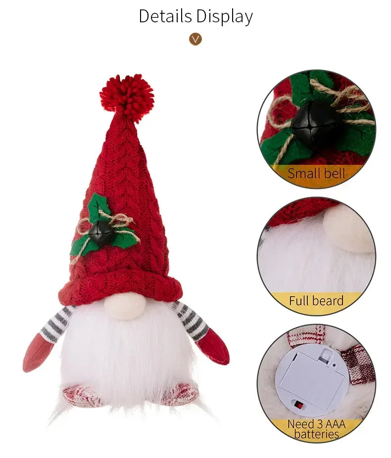 Glowing Knitted Gnome Doll with LED Night Light