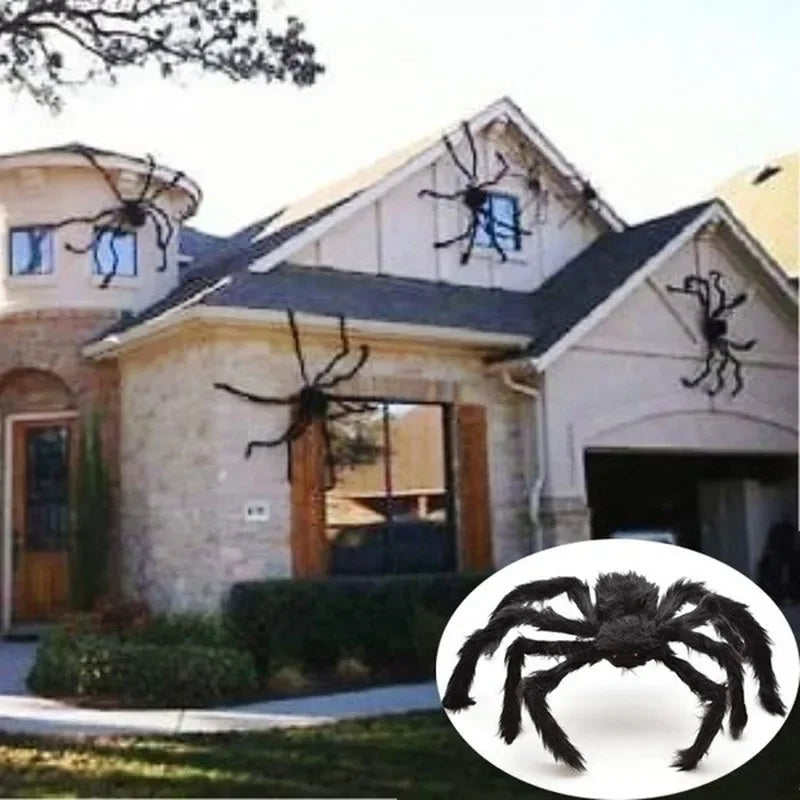 Halloween Giant Black Plush Spider Decoration