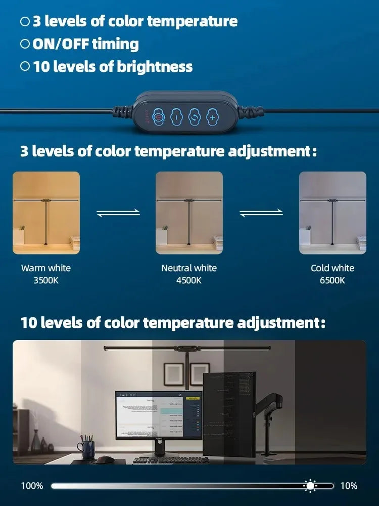 Single & Double Head Monitor  LED Clip Desk Lamp
