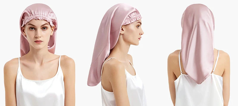 Silk Long Hair Wrap Bonnet  Night Sleeping Cap