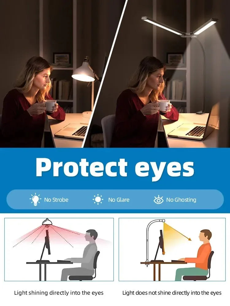 Single & Double Head Monitor  LED Clip Desk Lamp