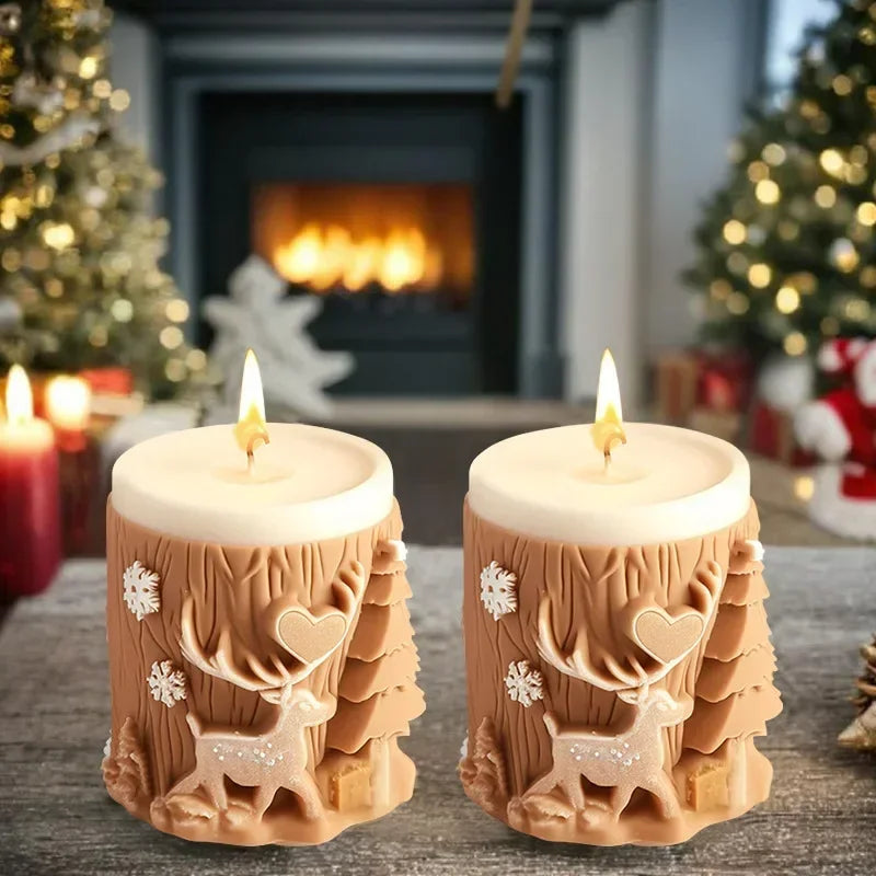 3D Christmas Tree & Elk Silicone Candle Mold