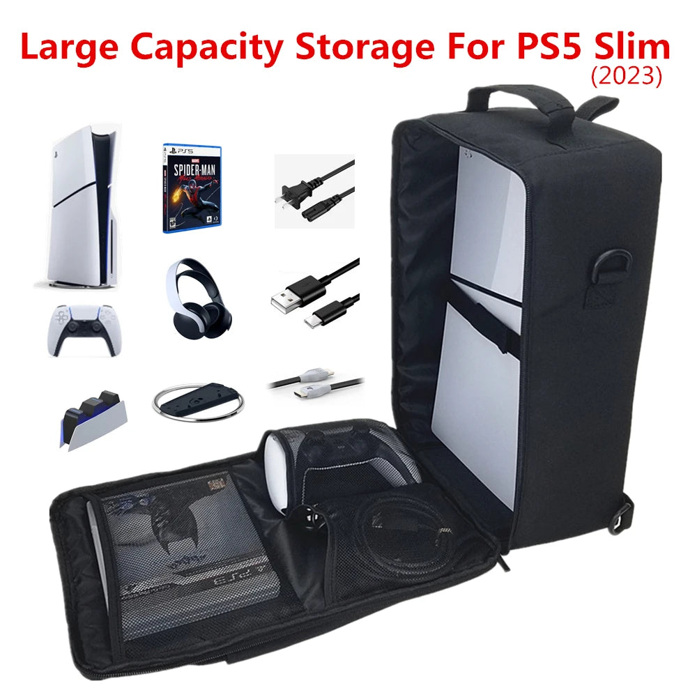 Portable PS5 Slim Carrying Case Shoulder Bag for Playstation