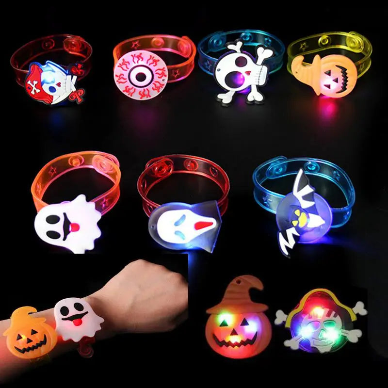 5/10/20pcs Glowing Halloween Bracelets Rings Children Toys Props Halloween Party Decoration Treat Kids Party Gift Pinata Fillers