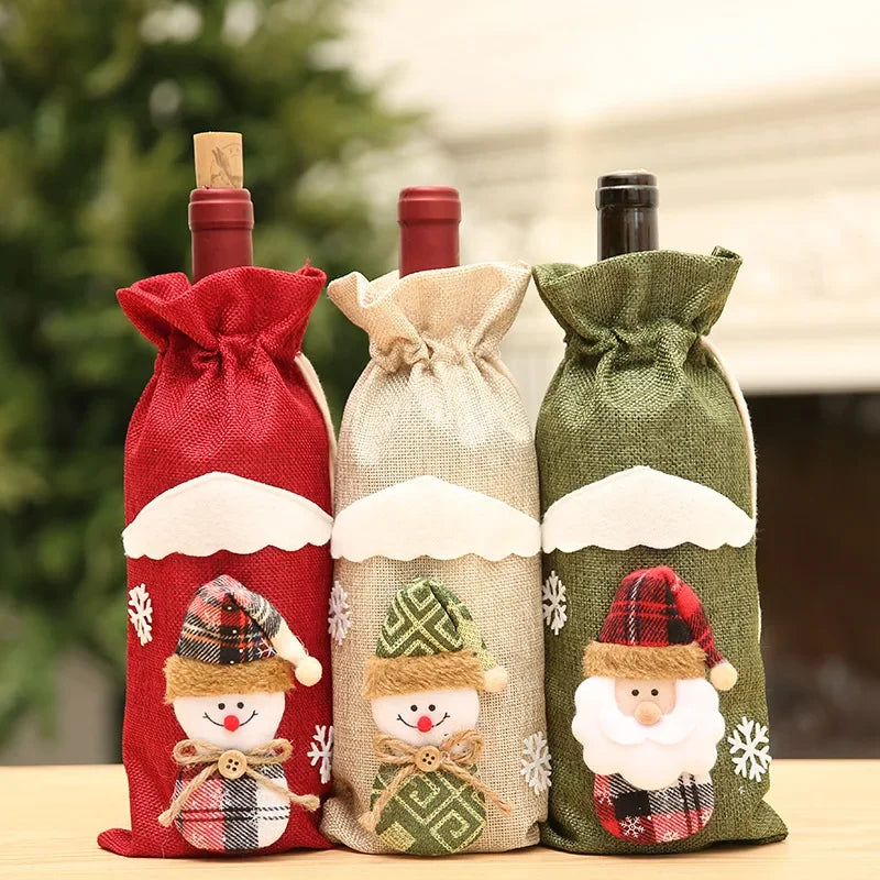 Christmas Santa Knitted Wine Bottle Case