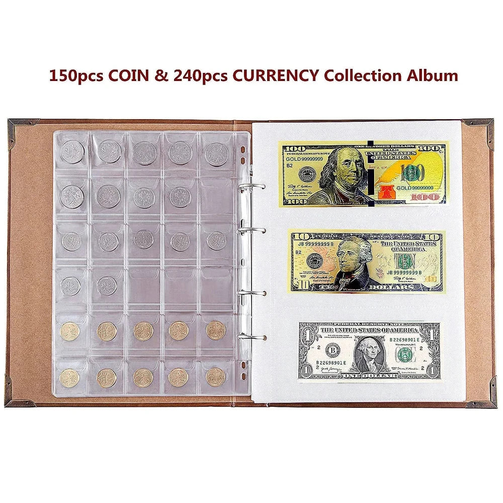 PU Leather Coins Collection Holder Book