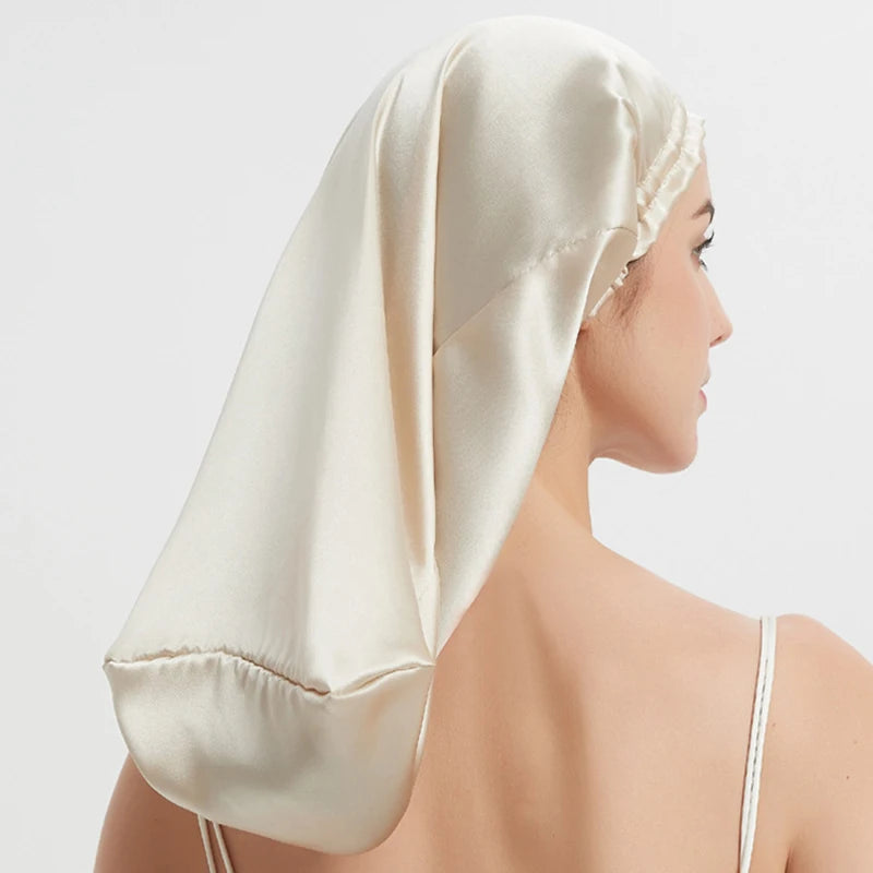 Silk Long Hair Wrap Bonnet  Night Sleeping Cap